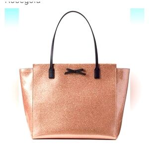 Large Kate Spade Glitter Rose Gold Satchel Tote Shoulder Bag